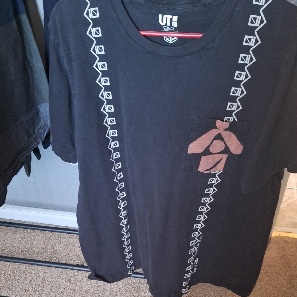 Black Graphic T-Shirt with Geometric Design